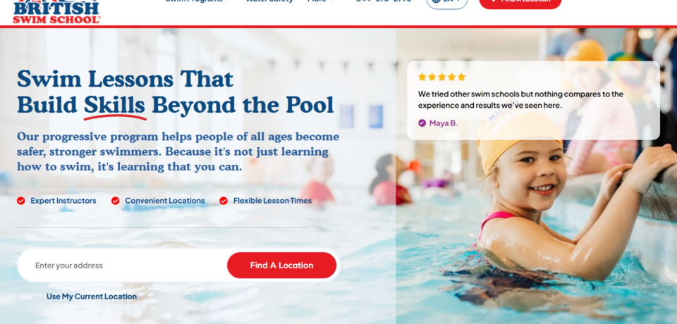 Britishswimschool Website Project screenshot