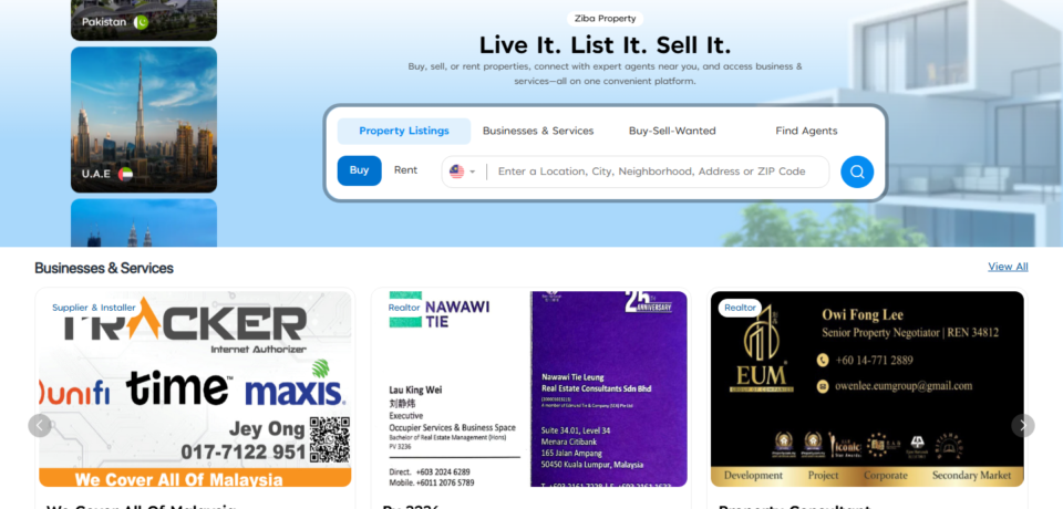 Ziba Property Website screenshot